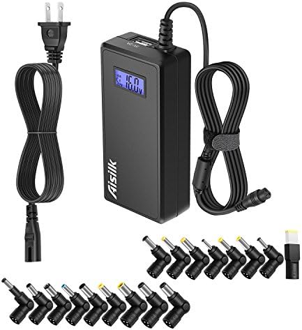65W 15V 16V 18.5V 19V 19.5V 20V Laptop Power Adapter Charger Multi Tips for HP Dell Samsung Lenovo Acer ASUS Sony Toshiba IBM Fujitsu Gateway Notebook Ultrabook Chromebook [Voltage Versatile+USB port]