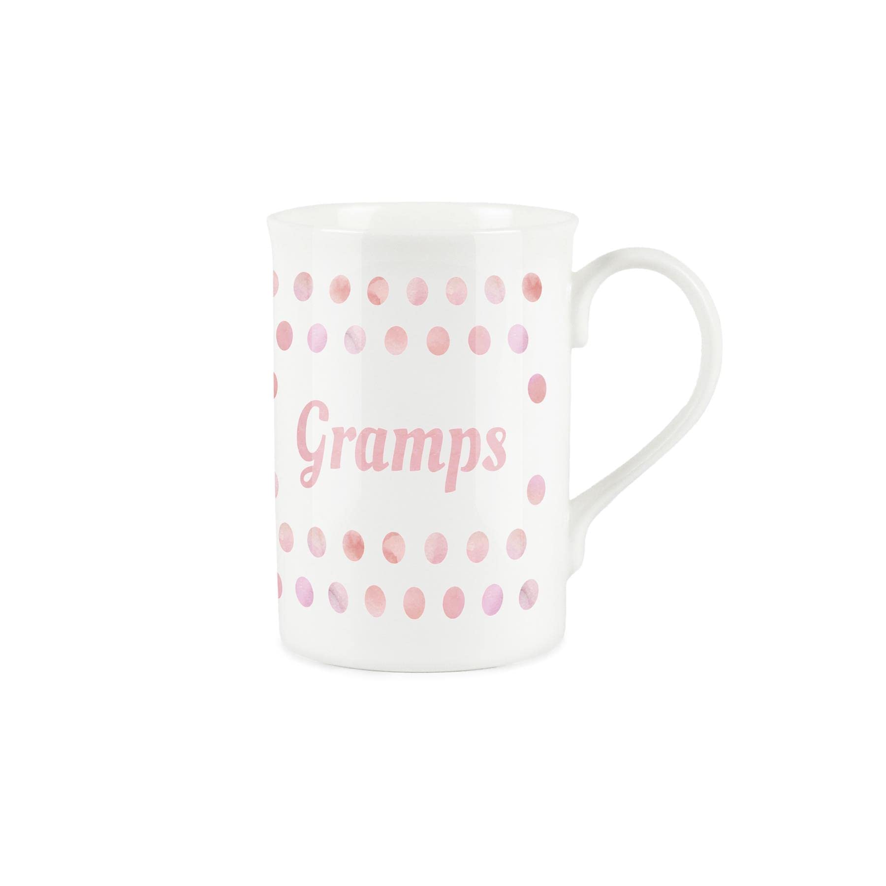 Purely Home Pink Polka Dots Spots Gramps Mug - Fine Bone China Gift/Present Mug for Gramps