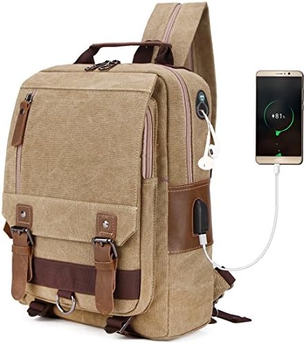VICUNA POLO Men Sling Bag Canvas Backpack USB Charge Dual-use Chest Bag with Lock