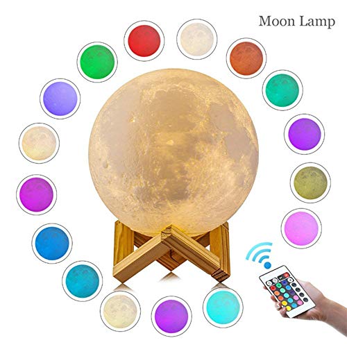 16 Colors 5.9Inches Large Moon Lamp,Led Lights 3D Print Moon Light with Stand & Remote&Touch Control