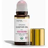NIYAVERA Organic Castor Oil Roll on with Rose Quartz For Face and Body - Cold Pressed Hexane Free Glass Bottle Unrefined 1.7 oz