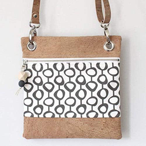 Mini Grommet Bag Retro Dark Gray with Natural Cork