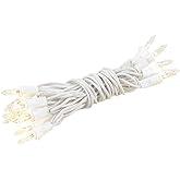 Novelty Lights 8.5 Feet 20 Bulb Clear Mini Light String on White Wire, Non-Connectable Incandescent Fairy Lights for Bottles and Crafts, 4" Bulb Spacing, 24" Lead, Stackable Fused Plug
