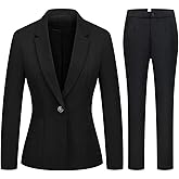 MODFUL Women's 2 Piece Business Suit Pant Set Slim Fit One Button Blazer Jacket Lady Work Suit for Office