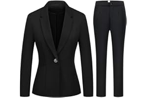 MODFUL Women's 2 Piece Business Suit Pant Set Slim Fit One Button Blazer Jacket Lady Work Suit for Office