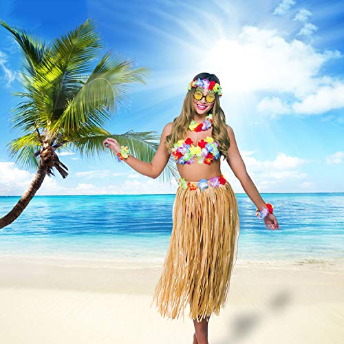 Costume Hawaiano PHOGARY 8 Pezzi - Gonna Hula, Lei Fiori, Occhiali Ananas Per Feste A Tema - Foto 7