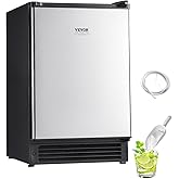 VEVOR Undercounter Built-in Ice Maker, 15 Lbs/Day Under Counter Ice Maker Machine with Reversible Door Stainless Steel, Frees