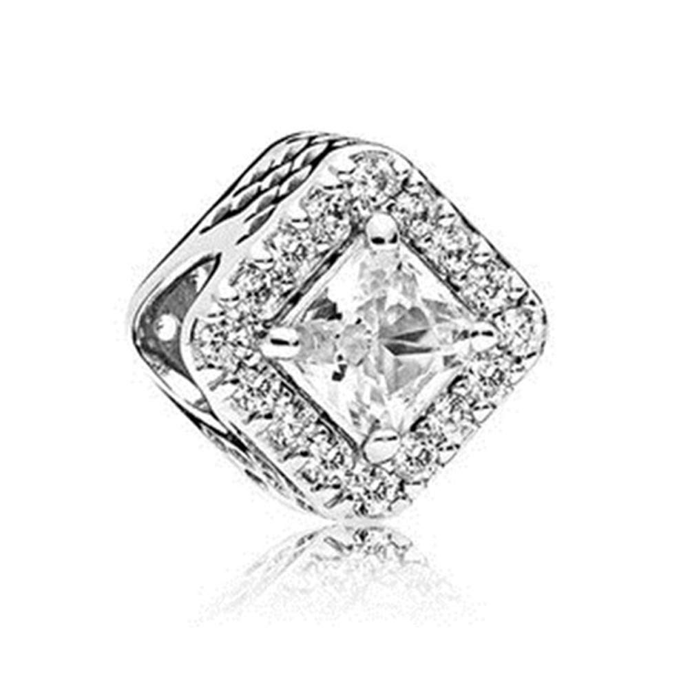 Kojoon Valentine Radiant Sparkling Charms Compatible Clear CZ Charm Beads Fits DIY European Bracelets Necklaces for Women