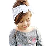Baby Girls headband,Canserin Lace Big Bow Hair Band Head Wrap (White)