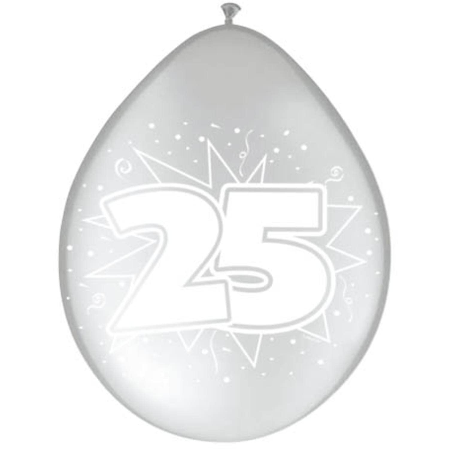 8pcs. Balloons 30cm anniversary 25 silver