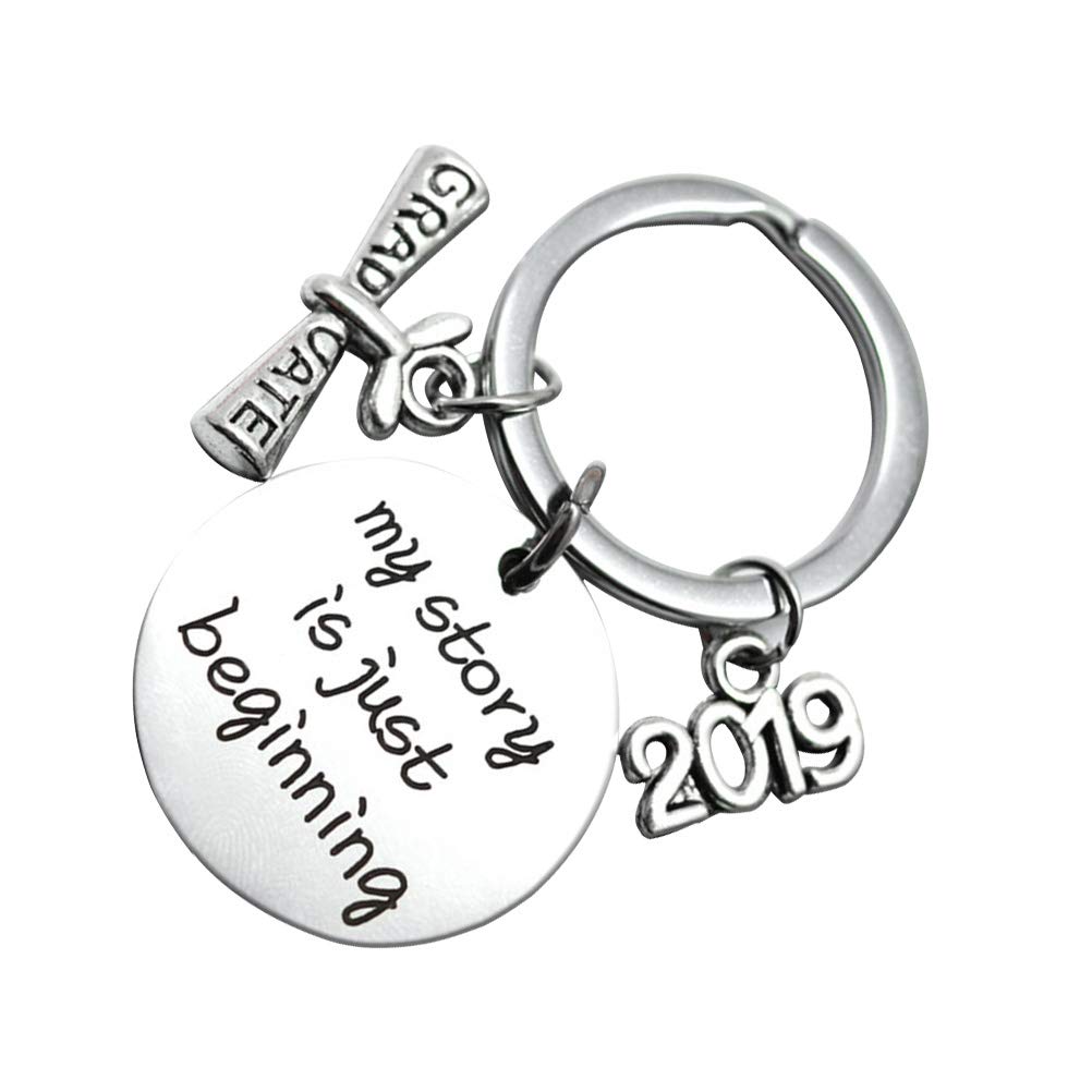 Amosfun Graduation Keychain 2019 Stainless Steel Inspirational Key