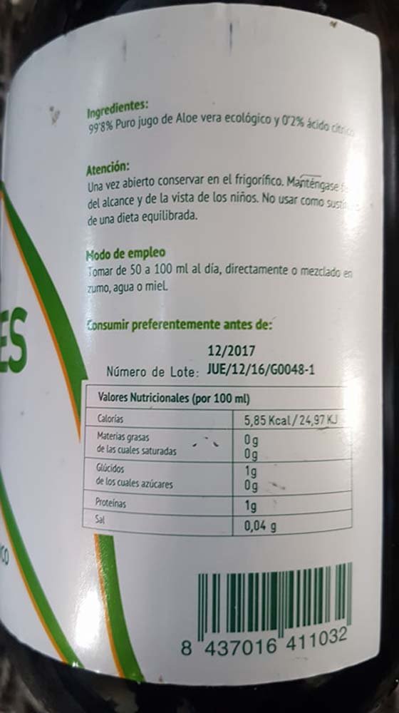 Aloe Vera botella 1 l 99.8%: Amazon.es: Salud y cuidado personal