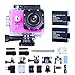 Sports Camera Sport Video 4K WIFI Action Cam 16 MP Underwater Camcorder HD 1080P and 2 Batteries 170° Wide-Angle Pink