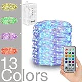 Hometarry LED String Lights,Battery Operated Lights Multi Color Changing String Lights Remote Control Waterproof 100LEDs 33 ft Indoor Decorative Silver Wire Lights for Bedroom,Christmas lights ¡­