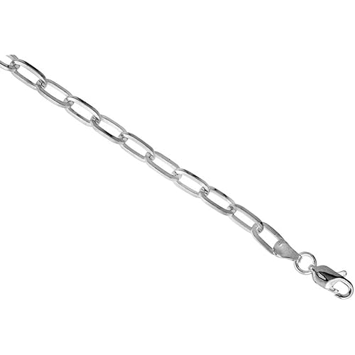 Sterling Silver 5.5mm Square Wire Cable Link Paper Clip Chain Necklace for Men Nickel Free Italy sizes 7-30 inch