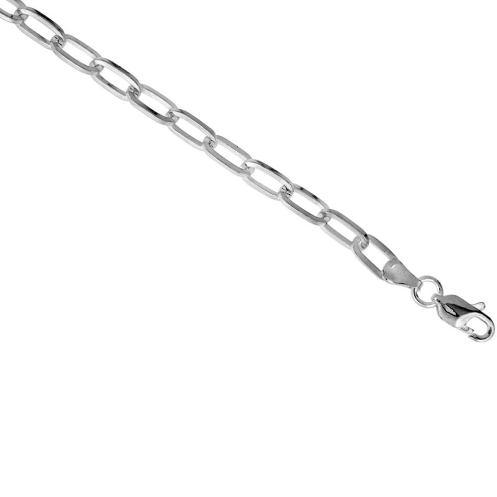 Sterling Silver 5.5mm Square Wire Cable Link Paper Clip Chain Necklace for Men Nickel Free Italy sizes 7-30 inch