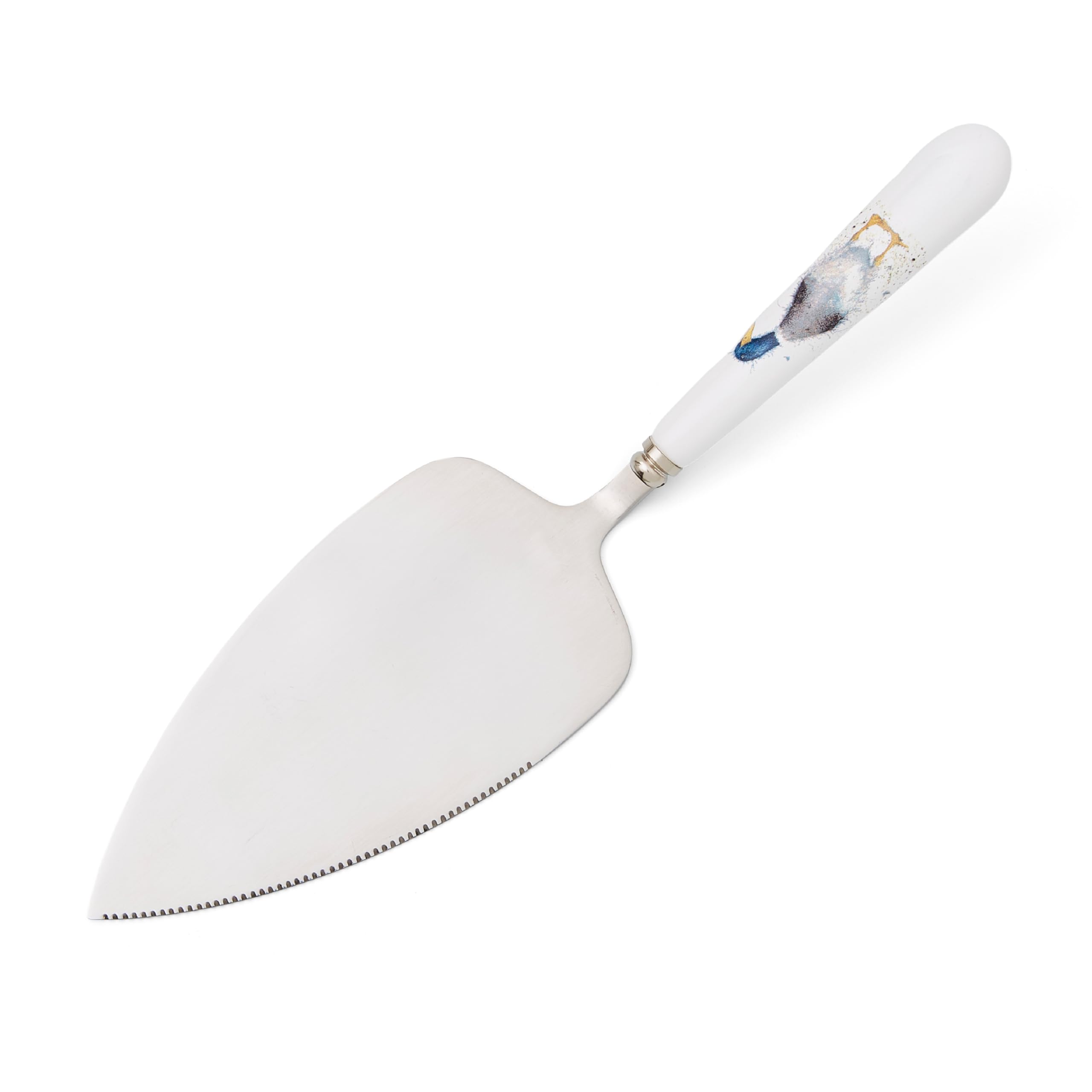 Royal Worcester x Wrendale Designs Cake Slicer - Silver, Elegant Stainless Steel Blade with Porcelain Handle, Perfectly Giftable for Special Occasions and Everyday Use