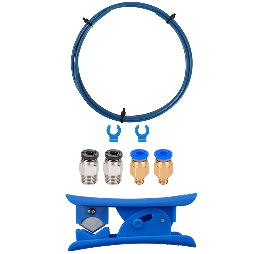 MMOBIEL 3D Printer Bowden PTFE Tubing 1m XS Series 1.75mm Filament Compatible with 3D Printer Ender 3 V2/ 3/3 Pro/ 5 / CR-10/ 10S 20/20 Pro incl. 2X PC4-M10 Fitting and Cutter