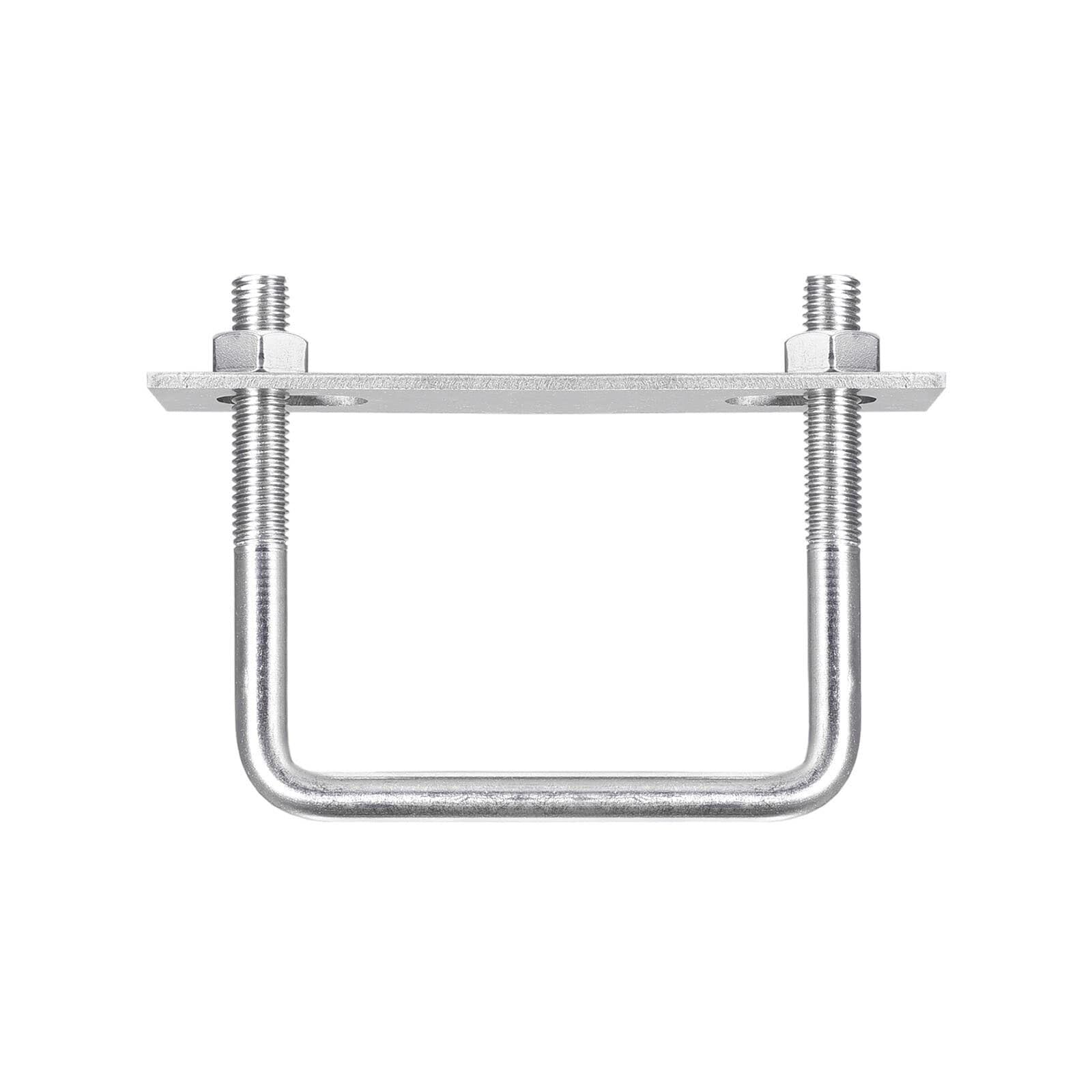 TOP-VIGOR M10 Square U-Bolts, 90mm Inner Width 70mm Length 304 Stainless Steel U-Bolts with Nut, Plate for Building Installations Mechanical Parts Connection Cehicles Ships — image 1