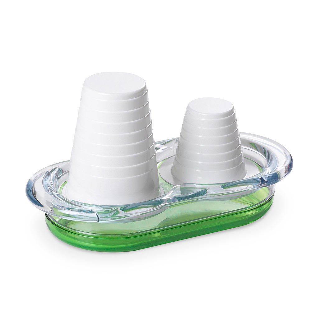 Omada Design Double Cup Holder for Water and Coffee Glass, Happy Drink Line, Green