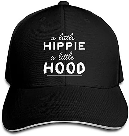 A Little Hippie A Little Hood Peaked Cap Unisex Casual Sports Golf Running Fishing Baseball Cap Mesh Hatblack