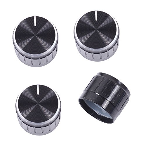 Icstation Aluminum Alloy 6mm Knurled Shaft Rotary Potentiometer Encoder Knob Cap 21X17mm Black (Pack of 20)