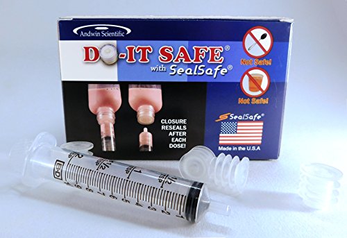 20mm SealSafe Self-Sealing Dosing Adapters w/10ml Oral Syringe Pk/25
