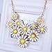 White Daisy Flower Cluster Bib Pendant Golden Chain Choker V Collar Necklace