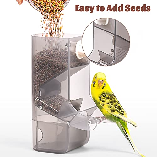 Hamiledyi Parrot Automatic Feeder No Mess Bird Feeder for Cage Parakeet