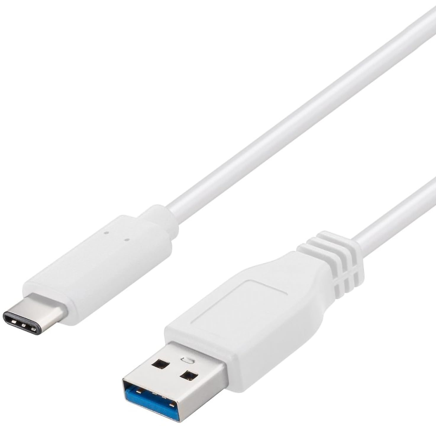 Premium Cord USB-C to USB 3.0 Connection Cable 3 m, up to 5 Gbit/s, USB 3.0/3.1 SuperSpeed Data Cable, USB 3.1 Type C Male to A Male, 3x Shielded, Colour: White, Length 3 m