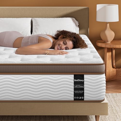 BedStory Firm Queen Mattress 12 Inch - Hybrid Mattress for Extra Back and Lumbar Support - 365 Nights Trial & 10 Years Warranty - Upgrade Pocket Springs Bed Mattress in a Box with Cooling Gel Comfort