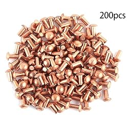 Aicosineg 200pcs 0.20" Length Copper Solid Rivets