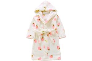 SRVNFBKT Boys Girls Robe Soft Fleece Hooded Bathrobe for Kids