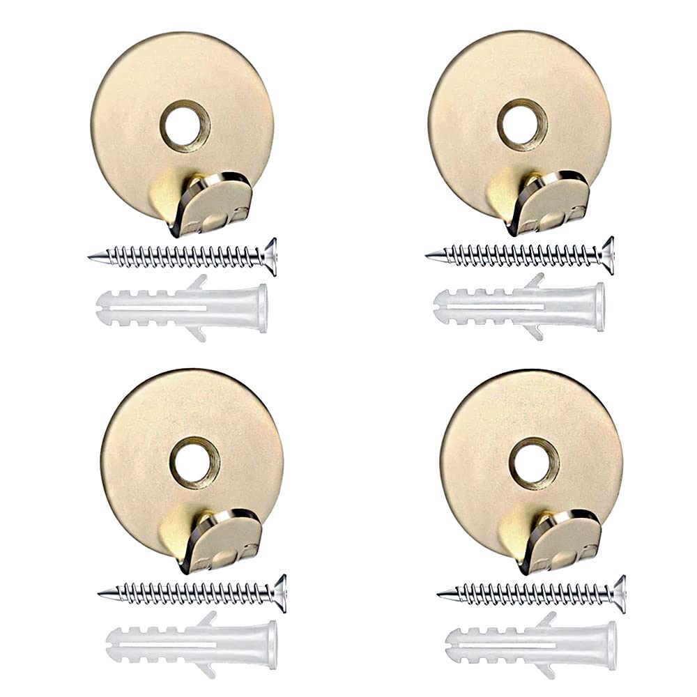 GHYJHS 4 Sets of Mirror Hooks Metal Picture Hangers Heavy Duty Picture Hooks Decorative Hooks with Screw and Expansion, 25mm(Gold)