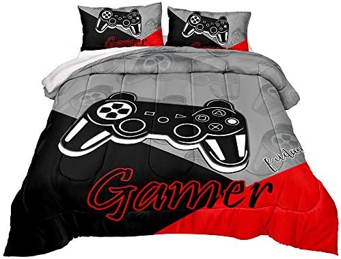 Z.Jian HOME Gaming Comforter for Boys Teen Sport Contoller Bedding Set for Youngsters Down Different Comforter for All Season Gamer House Decor for Comforter Set Full,1 Comforter with 2 Pillowcases