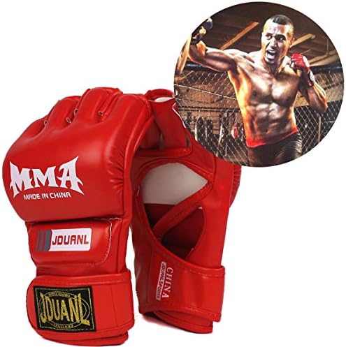 Half Finger Boxing Gloves MMA Sparring Grappling Fight Punch Ultimate Mitts Leather Gloves