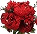 Duovlo Springs Flowers Artificial Silk Peony Bouquets Wedding Home Decoration,Pack of 1 (Spring Red)