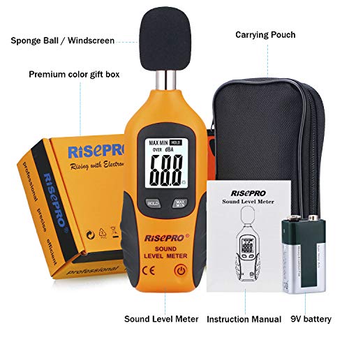 Decibel Meter, RISEPRO® Digital Sound Level Meter 30 130 dB Audio