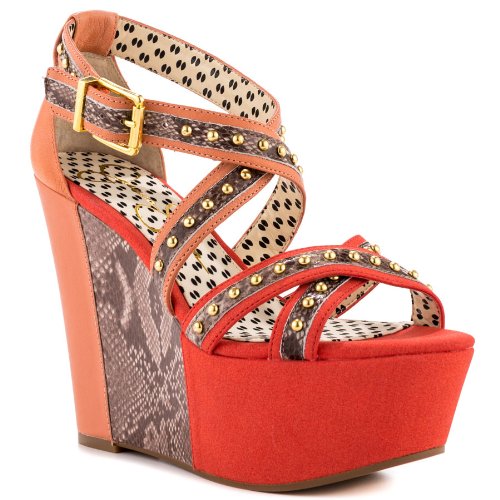 Jessica Simpson Women's Georg Wedge Sandal,Sable/Grapefruit,8 M US