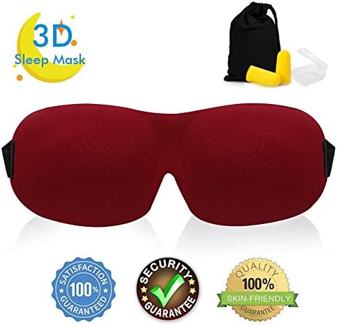 FUFCU Soft Comfortable Eye Mask, Contoured 3D Sleep Mask with Adjustable Strap for Woman Man Eyes Sleeping Travel Nap, Red