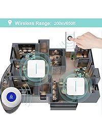 JOYSAE   Sistema de alerta de botón de llamada personal para enfermeras de ancianos, ancianos, ancianos, personas mayores con discapacidad, 3 transmisores impermeables y 3 receptores