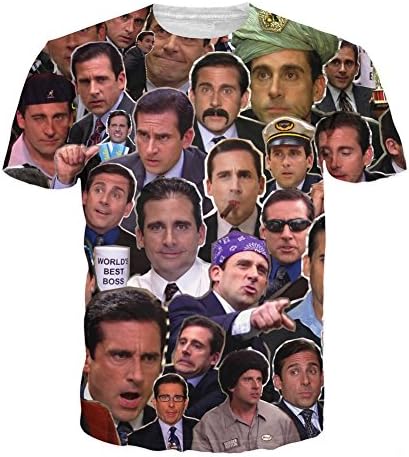 T-Shirt 3D Print Many Faces of Michael Scott Paparazzi Short Sleeves