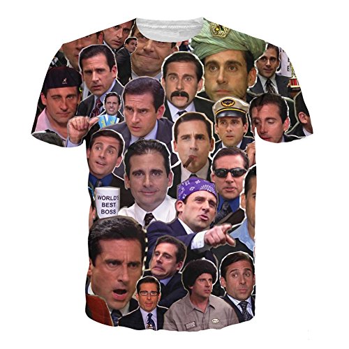 T-Shirt 3D Print Many Faces of Michael Scott Paparazzi Short Sleeves