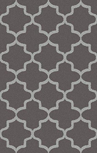 Shag Area Rug, Contemporary Trellis Design, Anti-Bacterial, Olefin Fiber, 39-Inch-by-39-Inch Square (3x3), Charcoal
