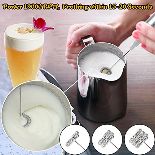 image for Milk Frother EZILIF Milk Frother Handheld Coffee Frother Battery Opera