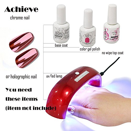 PrettyDiva Rose Gold Chrome Nail Powder Mirror Effect Glitter Nail Powder Manicure Pigments (Rose Gold)