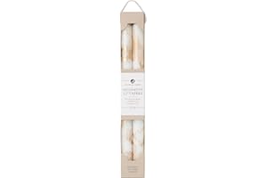NORTHERN LIGHTS CANDLES Premium Decorative Tapers - 12" 2PK - Pure White w/Gold - 73307