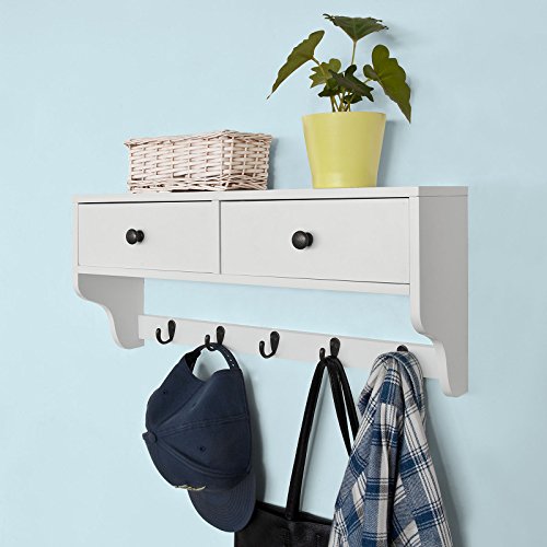 Haotian Wall Shelves,Wall rack,Wall Cabinets ,Wall-Mounted Cabinets ,Storage Racks, Hanging Entryway Shelf,Storage Shelf ,and Coat Rack Wall Shelf with Hooks (FRG178-W) - Thumbnail 3