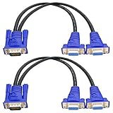 CKLau 2 Pack VGA Y Splitter Cable for Screen Duplication - 1 Foot