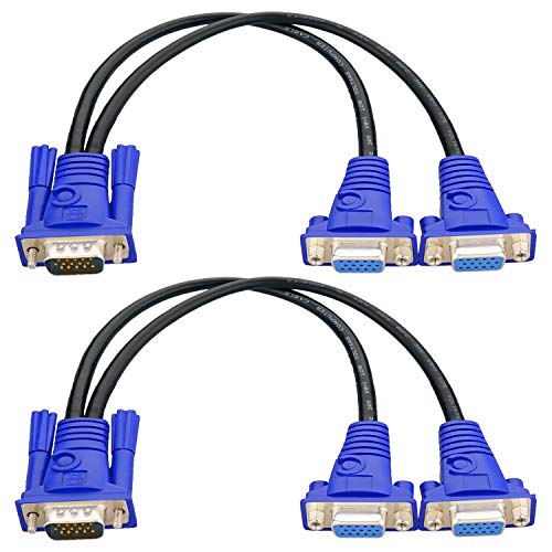 CKLau 2 Pack VGA Y Splitter Cable for Screen Duplication - 1 Foot